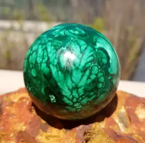 MALACHITE SPHERE THE STONE OF TRANSFORMATION 52 MM 256 G - Picture 1 of 14