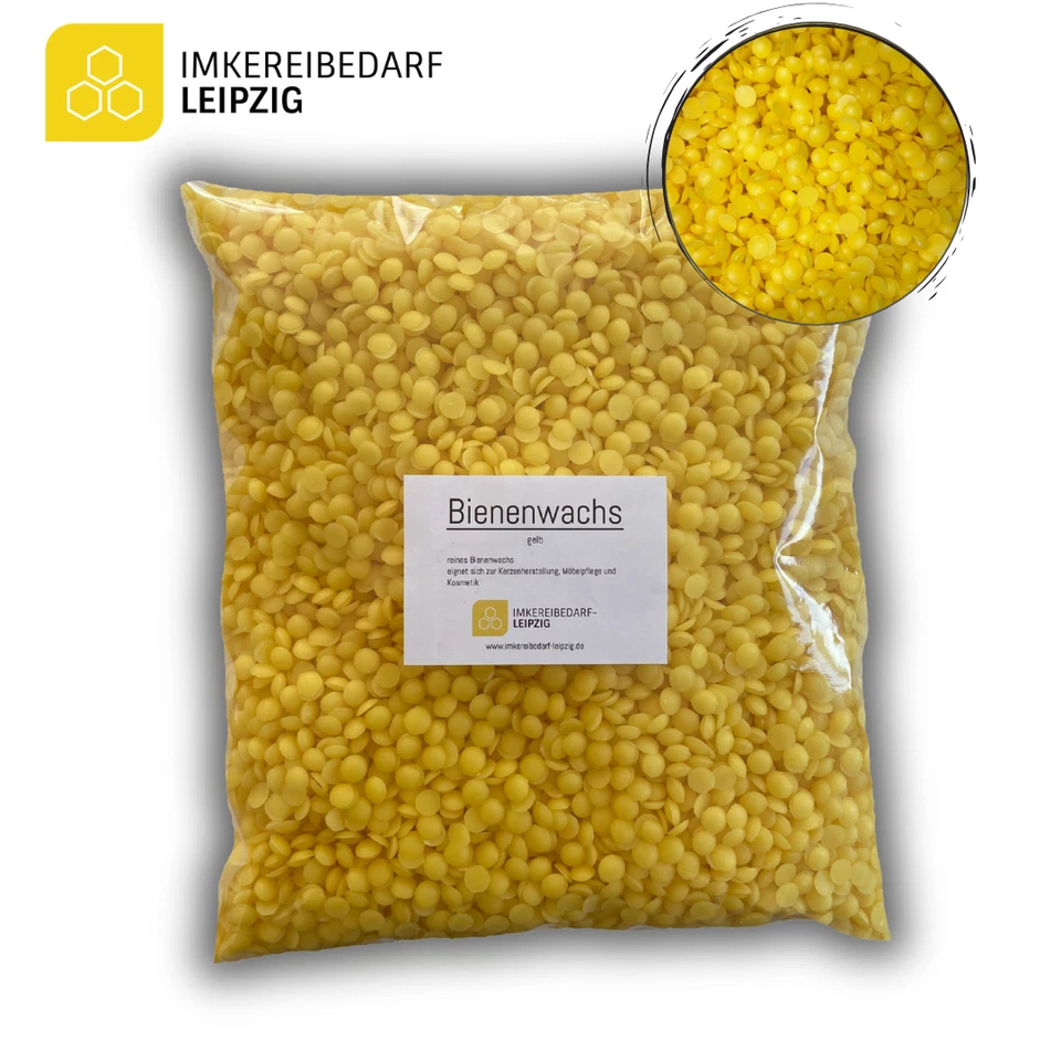 1 kg Bienenwachs Pastillen gelb/orange Kerzen Möbelwachs Kosmetik - Bild 1 von 2