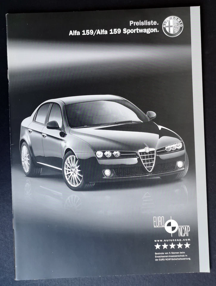 Folleto Alfa Romeo 159, Sportwagon, lista de precios, DIN A4, 36 páginas, 2006, ¡nuevo! Foto 1 de 1