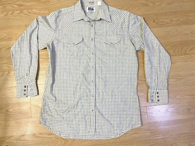 Camisa Occidental Ely Cattleman Pearl Snap Talla 17 Amarillo Tattersal Cuadros Rancho Foto 1 de 4