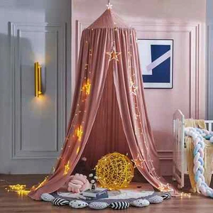 Bett Moskitonetz Betthimmel für Jungen & Mädchen Zimmer Bett Kinderbett hängend rund Spielzelt - Bild 1 von 34
