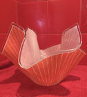 1960s Vintage Large Red & White Cordon Handkerchief Vase; Chance Glass England