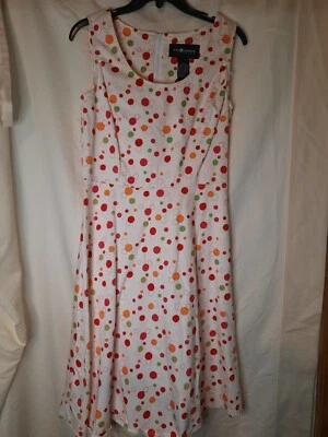 Vestido midi Sag Harbor Fun blanco rojo a lunares sin mangas talla 10 Foto 1 de 4
