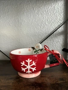 New Snowman Snowflake Red Christmas Coffee Mug Gift Decor 1 Handle Drink Winter - Picture 1 of 9