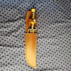 Vintage German Germany Solingen Stiletto Boot Engraved Hunting Knife W/ Sheath - Picture 1 of 8
