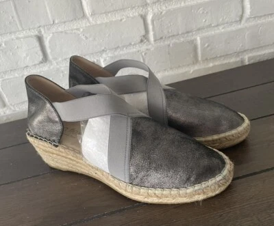 Sandalia alpargatas David Tate para mujer Monaco peltre suave pantorrilla gris plata 10 Eu41 Foto 1 de 4