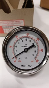 Tel-tru Vacuum/Pressure Gauge, 2.5" face, -30Hg - 300psi, 1/4 npt - Picture 1 of 4
