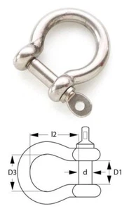 Schäkel 10 mm Edelstahl geschweifter Rundschäkel Schäkel 1-20 Stück NEU (914759) - Bild 1 von 2