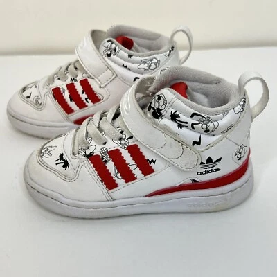 Adidas X Disney Forum Mid 360 Tenis Blanco Niños Zapatos Mickey Rojo Blanco Talla 7 Foto 1 de 4