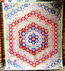 Antique SEVEN SISTERS QUILT Hand Stitched & HAND PIECED FEED SACK Touching Stars