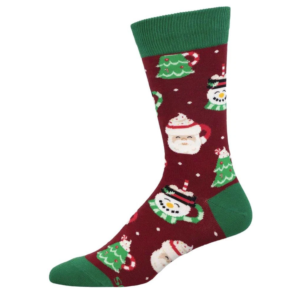 Meias masculinas Socksmith Crew Natal xícara de feriado alegria novidade calçado - Imagem 1 de 1
