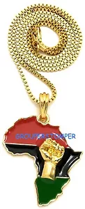 Power Fist On Pan-African Africa Pendant Necklace - Picture 1 of 46