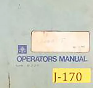 Jet 1340T, Toolroom Bench Lathe, Operations and Parts List Manual Year (1980) - Picture 1 of 2