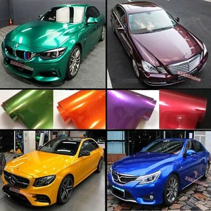 Stretchable Metallic Car Pearl Glossy Glitter Chrome Vinyl Wrap Paint Sticker US - Picture 1 of 84