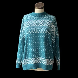 Vintage AMERICAN PRIDE Geometric GREEN Sweater Made in USA M/L - Picture 1 of 7