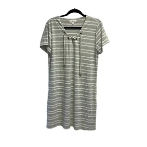 Thyme & Honey grau gestreiftes Midikleid mit maritimem Bindeband Gr. XL. Resort, sportlich - Bild 1 von 11