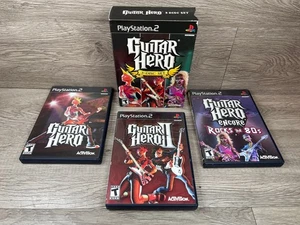 Guitar Hero PS2 3 Game Box Set Guitar Hero I + II Rocks the 80s *DISCS ARE MINT! - Picture 1 of 8
