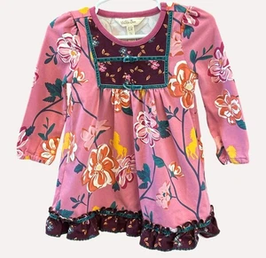 Matilda Jane Girls Pink Floral Unicorn Dress 12-18M Cotton Blend Fallcore Velvet - Picture 1 of 5