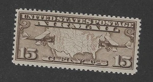 US Airmail Stamp C8, MNH, OG, XF, 1926, 15c OLIVBRAUN. - Bild 1 von 2