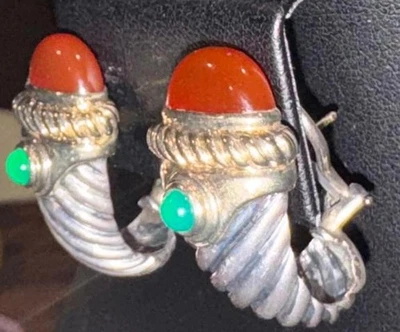 Piedra David Yurman plata, oro, cornalina roja y esmeralda Foto 1 de 4