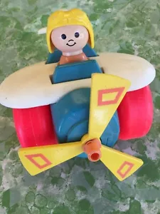 Fisher Price Elicottero Vintage 7 Pollici Giocattolo USA 1980 Click Robusto Push Pilot - Foto 1 di 5