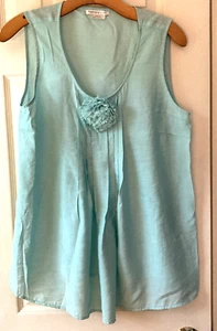 Van Heusen Studio Damen Med. Türkis ärmelloses Tanktop hübsche Bluse Blume A3 - Bild 1 von 9