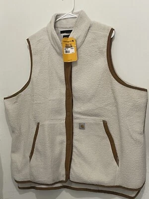 Chaleco polar Sherpa de ajuste relajado para mujer Carhartt marfil 104924 talla 2X alto nuevo con etiquetas Foto 1 de 4