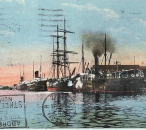 Yarmouth NS Barcos Frente al Mar Veleros Atracados De Colección Publicada 1922 Postal - Imagen 1 de 4