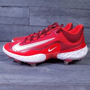 NIKE Alpha Huarache Elite 4 Low Baseball Cleats Mens 7.5 Red White - Picture 1 of 5