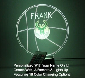 Milwaukee Bucks NBA Basketball Sport beleuchtete Nachtlampe LED personalisiert gratis - Bild 1 von 12