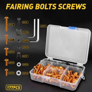 For Suzuki GSXR600 GSXR750 Steel Complete Fairing Bolt Screws Nuts Kit Gold - Foto 1 di 11