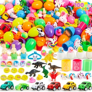 JOYIN 100 Pcs Prefilled Easter Eggs with Toys plus Stickers, Filled with Toys Pa - Picture 1 of 12