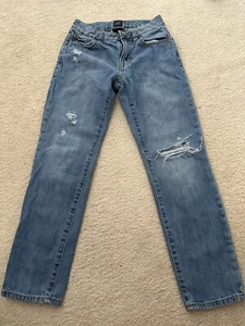 Gap Denim Girlfriend Jeans Denim Size 8 Boy Distressed light Washed - Picture 1 of 3