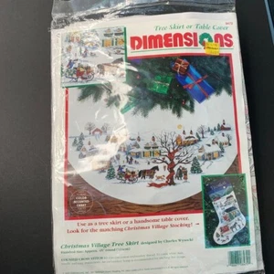 CHRISTMAS VILLAGE TREE SKIRT Counted Cross Stitch KIT Dimensions 8472 Open Bag - Picture 1 of 12