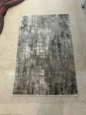 Silver Modern Bamboo silk Rug  47 Inches By 72 Inches - Image 1 of 3