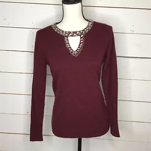 Nuevo Suéter Pullover Borgoña Adornado INC Para Mujer XS - Imagen 1 de 8