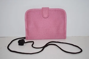 TRAVELON PINK SUEDE FEEL ID PASSPORT DOCUMENT HOLDER - CROSSBODY, NECK STRAP - Picture 1 of 3