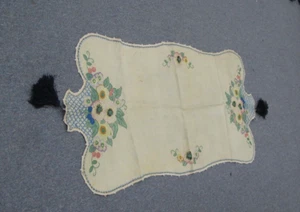 Vintage Arts & Crafts Hand Embroidery Table Top Runner Dresser Shawl 20" x 42" - Picture 1 of 6