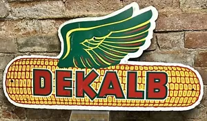 VINTAGE 31” MASONITE DEKALB SEED CORN FIELD PLOT FARM SIGN FLYING CORNCOB LH - Picture 1 of 7