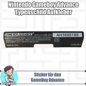 Gameboy / Game Boy Advance GBA Label Sticker Typenschild Aufkleber NEU - Bild 1 von 1
