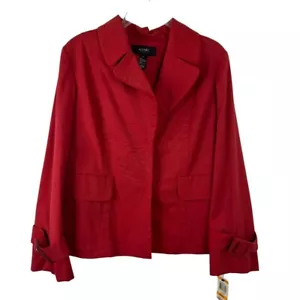 Alfani NEW Red Career Blazer Jacket Petite Small Buckle Office Lined Classic - Picture 1 of 11