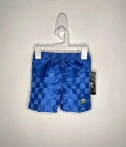 Umbro Soccer Shorts Baby Boys Size 18 Months Blue Checkerboard Elastic Waist - Picture 1 of 4