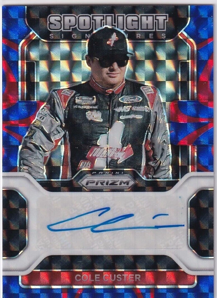 2022 Prizm Racing Reactive Blue Spotlight Signatures Autograph Cole Custer 48/99 - Image 1 of 1