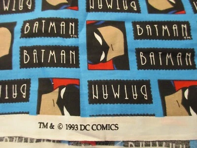 Cotton Fabric 1 Fat Quarter Batman Faces  1993 DC Comics Approx 21" x 18" - Image 1 of 3