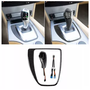 LED Carbon Fiber Gear Shift Knob w/Panel Trim for BMW 5Series E60 LCI 2005-2009 - Picture 1 of 11