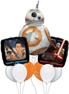 Star Wars The Force Awakens BB-8 Happy Birthday Balloon Bouquet Deluxe - Picture 1 of 1
