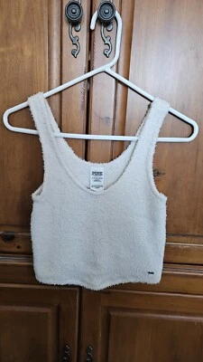 NUEVO CON ETIQUETAS Victoria's Secret ROSA Sherpa Acogedora Marfil Prendas para dormir Salón Camiseta sin mangas Talla XS Foto 1 de 4
