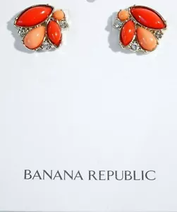 Banana Republic Women's Orange RED Cabochon Crystal Earrings NWT 45 - Picture 1 of 5