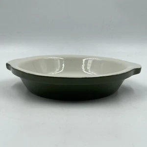 Halle 514 Runde Kuchenplatte Au Gratin Schüssel dunkelolivgrün 7,25 in USA Vintage - Bild 1 von 9