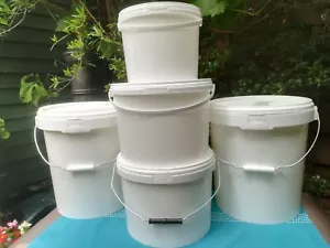 Food Storage Tub BUCKET Plastic Metal handle Temper evident lid 5 10 20 L Litre - Picture 1 of 9